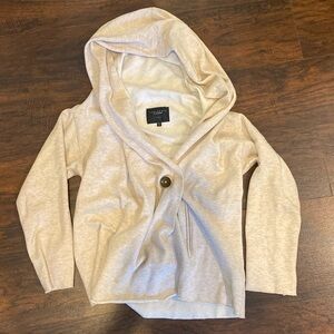 SANCTUARY CLOTHING | Cream Hood Sweatshirt with Single Button Closure & Pockets